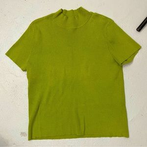 Chartreuse Ribbed Mock Neck